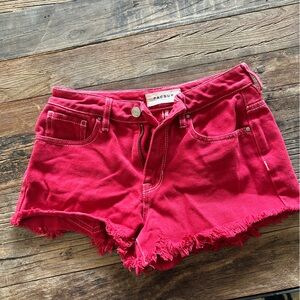 PacSun Red Jean Shorts Distressed Denim